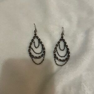RVCA Layered Chain Earrings in Silver